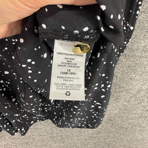 Terra & Sky Blouse Women 1X Plus Black Geometric V-Neck Long Sleeve Casual - Picture 4 of 7